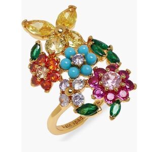 Kate Spade Saturday New Bloom Floral Statement Ring is 18k gold vermeil